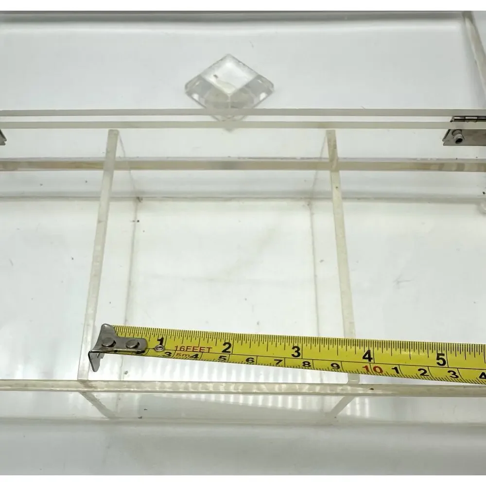 Vintage Lucite Acrylic Jewelry Box Divided Jewelry Organizer Heavy MCM